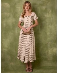 Blue Vanilla - Milkmaid Polka Dot Puff Sleeve Dress - Lyst