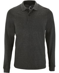 Sol's - Perfect Long Sleeve Pique Polo Shirt Marl) Cotton - Lyst