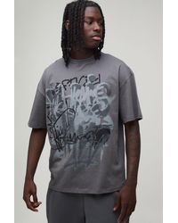 BoohooMAN - Oversized Spray Graffiti Print T-Shirt - Lyst