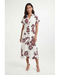 Wallis - Floral Woven Collar Midi Dress - Lyst