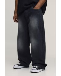 BoohooMAN - Plus Tinted Washed Relaxed Fit Distressed Jeans - Lyst