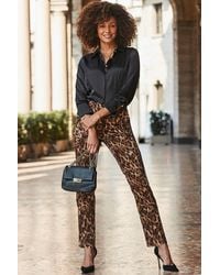 Sosandar - Leopard Print Tapered Leg Trousers - Lyst