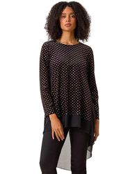 Roman - Glitter Spot Print Chiffon Hem Tunic Top - Lyst