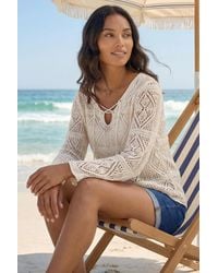 Roman - Crochet Tie Front V-Neck Tunic Top - Lyst