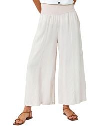 Roman - Linen Blend Stretch Waist Culottes - Lyst