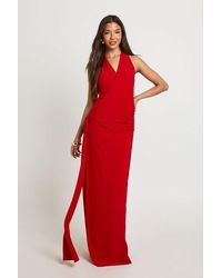 Boohoo - Drape Front Low Back Maxi Dress - Lyst