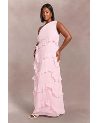 Boohoo - Plus Chiffon Asymmetric Maxi Dress - Lyst