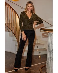 Sosandar - Shimmering Faux Wrap Top - Lyst