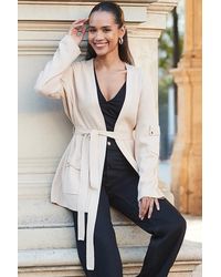 Sosandar - Camel Cargo Pocket Belted Cardigan - Lyst