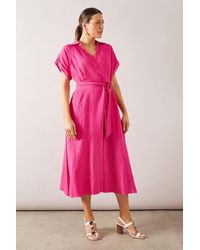 Wallis - Front Tie Shirt Midi Dress - Lyst