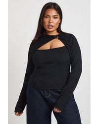 Boohoo - Plus Rib Trim Detail Cut Out Long Sleeve - Lyst