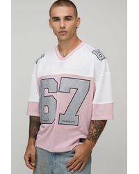 BoohooMAN - Oversized Boxy Embellished Homme V-Neck Baseball Sports Top - Lyst