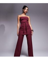 Kaiia - Exclusive Tailored Tie Waist Wide Leg Trousers Co-Ord - Lyst