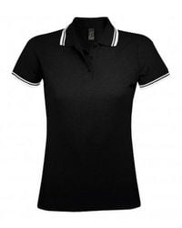 Sol's - Ladies Pasadena Tipped Short Sleeve Pique Polo Shirt Cotton - Lyst