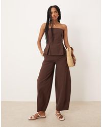 ASOS - Linen Blend Barrel Leg Trouser - Lyst