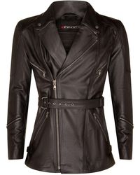 Infinity Leather - Cross Zip Mid-Length Ce Armour Biker Jacket - Lyst