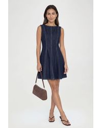 Boohoo - Tall Sleeveless Flippy Hem Denim Dress - Lyst