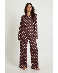 Boohoo - Tall Polka Dot Long Sleeve Top & Trousers Pyjama Set - Lyst