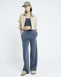 River Island - Bandeau Top And Wide Leg joggers Set - Lyst