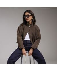River Island - Bomber Jacket Funnel Neck Washed Pu - Lyst