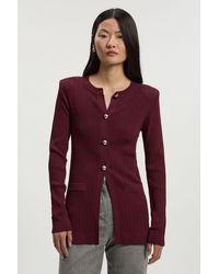 Karen Millen - Dome Button Longline Knitted Cardi - Lyst