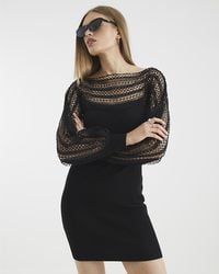 River Island - Mini Jumper Dress Lace Detail Knit Viscose - Lyst
