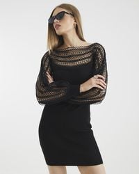 River Island - Mini Jumper Dress Lace Detail Knit Viscose - Lyst