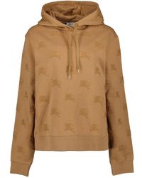 Burberry - Logo Embroidered Drawstring Hoodie Camel Legacy Cotton - Lyst