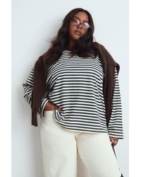 Boohoo - Plus Crew Neck Oversized Stripe Top - Lyst