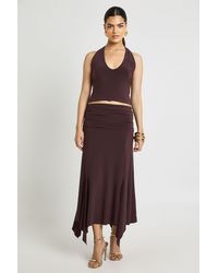 Boohoo - Slinky Hanky Hem Midi Skirt - Lyst