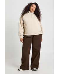 Boohoo - Plus Oversized Half Zip Sweatshirt - Lyst
