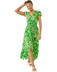 Roman - Floral Frill Maxi Dress - Lyst