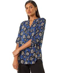 Roman - Floral Puff Print Stretch Shirt - Lyst