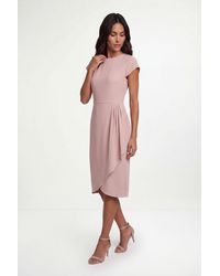 Wallis - Crepe Cowl Wrap Midi Dress - Lyst