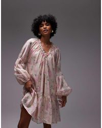 & Other Stories - Semi Sheer Mini Dress With Volume Sleeves - Lyst
