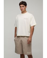 BoohooMAN - Oversized Boxy Printed French Riviera T-Shirt & Baggy Short Set - Lyst