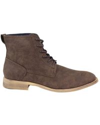 House Of Cavani - Matt Suede Lace Up Ankle Boots Faux Leather - Lyst