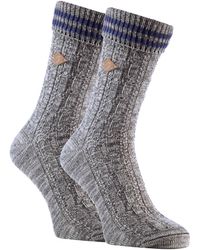 Farah - 2 Pack Cable Knit Cotton Boot Dress Socks With Turn Over Top - Lyst