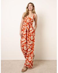 Blue Vanilla - Tropical Tie Front Jumpsuit - Lyst