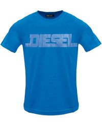 DIESEL - Monotone Logo Sapphire T-Shirt Cotton - Lyst