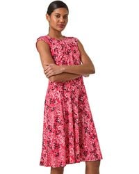 Roman - Ditsy Floral Keyhole Twist Dress - Lyst