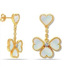 Bibei - Earrings Mother Of Pearl Flower And Cubic Zirconia With Plating 925 Sterling Bipe003 - Lyst