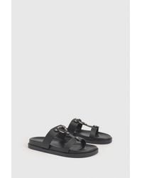 Boohoo - Wide Fit T Bar Chunky Sandals - Lyst