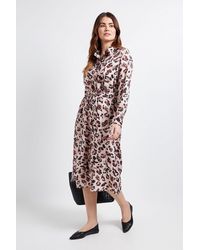 Wallis - Leopard Collared Button Through Shirt Dress - Lyst