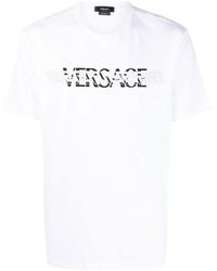 Versace - T-shirt Met Ronde Hals En Logoprint In Wit - Lyst