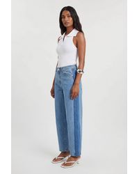 Karen Millen - Petite Denim Panelled Barrel Leg Jean - Lyst