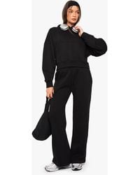 Boohoo - Pintuck Detail Deep Waistband Wide Leg Jogger - Lyst