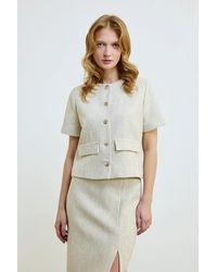 GUSTO - Short Sleeve Textured Jacket - Lyst