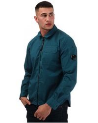C.P. Company - Overhemd Gabardine Met Rits In Blauw - Lyst