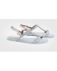 Oasis - Mayla Faux Suede Embellished T Bar Flat Sandals - Lyst